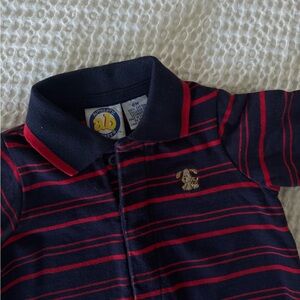 Vintage Navy & Red Striped Polo Romper - By Boys